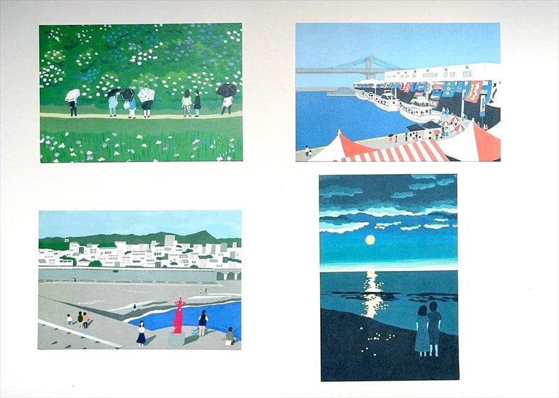 ポストカード８枚セット【絵はがきセット 小田原 100x148mm 風景絵はがき 8枚セット 風景 やわらかい やわらか描写 アート作品 屋内装飾 神奈川県 小田原市 】