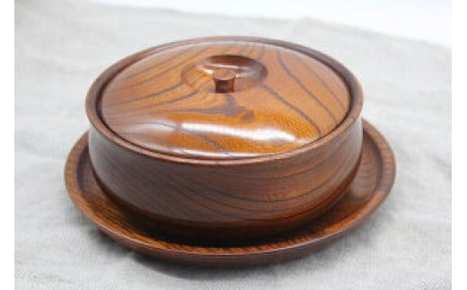 漆 7寸盆付 5.5寸菓子器 ケヤキ【ケヤキ材 摺り漆 国産天然木 おしゃれ プレゼント 記念 お祝い ふっくらとしたデザイン 木製食器 日用品 キッチン用品 木製 盆付き 神奈川県 小田原市 】