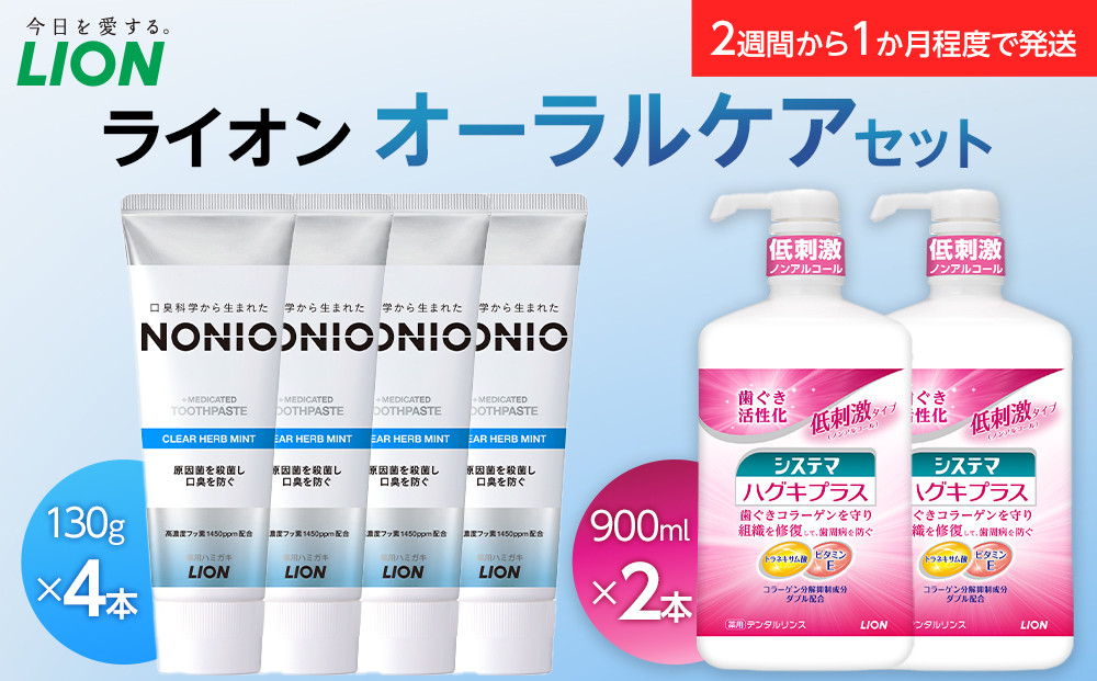 LION&nbsp;ライオンオーラルケアセット【ライオン&nbsp;歯磨き粉&nbsp;歯磨き&nbsp;歯みがき&nbsp;オーラルケア&nbsp;歯の健康&nbsp;お口の健康&nbsp;システマハグキプラス&nbsp;デンタルリンス&nbsp;ライオン小田原工場&nbsp;オーラルケアブランド&nbsp;ＮＯＮＩＯ&nbsp;神奈川県&nbsp;小田原市&nbsp;】