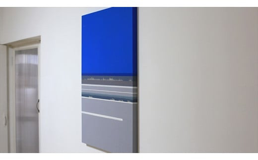 原画【彼女の家までの残りの道を歩いた】オリジナル風景画　キャンバス&nbsp;ペインティング　小田原出身在住イラストレーターの作品　心象風景　子供の頃見た風景　海　空　山