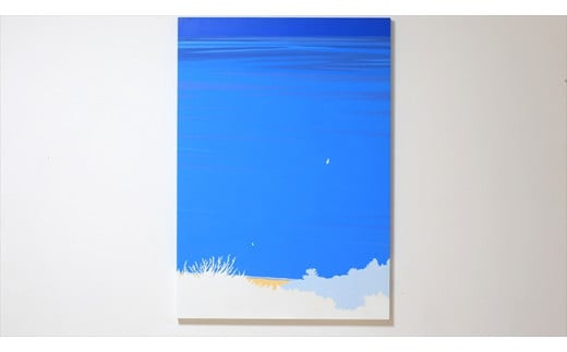 原画【また会いましょう】オリジナル風景画　キャンバス&nbsp;ペインティング　小田原出身在住イラストレーターの作品　心象風景　子供の頃見た風景　海　空　山