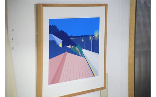 【彼女のうなじと、甘い柑橘の香り】小説付き　直筆サイン入り　額付きジークレープリント　小田原にある景色　心象風景　片田舎の風景　子供の頃に見た風景　海　空　山