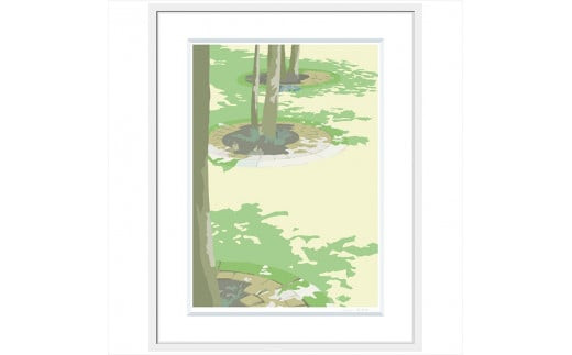 【日曜日の朝に】直筆サイン入り　額付きジークレープリント　小田原にある景色　心象風景　片田舎の風景　子供の頃に見た風景　海　空　山