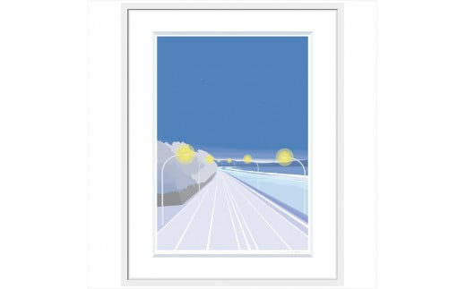 【ある夏の日の決意】直筆サイン入り　額付きジークレープリント　小田原にある景色　心象風景　片田舎の風景　子供の頃に見た風景　海　空　山