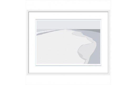 【どこまでも広く】直筆サイン入り　額付きジークレープリント　小田原にある景色　心象風景　片田舎の風景　子供の頃に見た風景　海　空　山