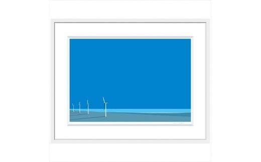 【花が咲く】直筆サイン入り　額付きジークレープリント　小田原にある景色　心象風景　片田舎の風景　子供の頃に見た風景　海　空　山