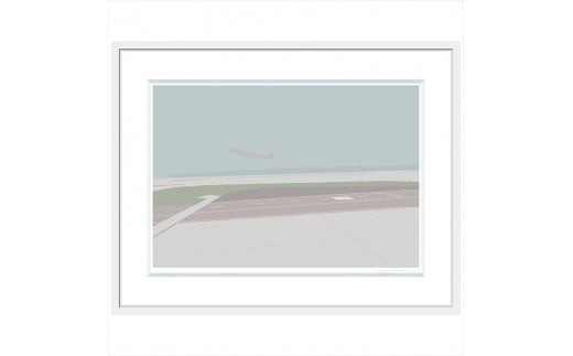 【始まったことと、終わったことと】直筆サイン入り　額付きジークレープリント　小田原にある景色　心象風景　片田舎の風景　子供の頃に見た風景　海　空　山