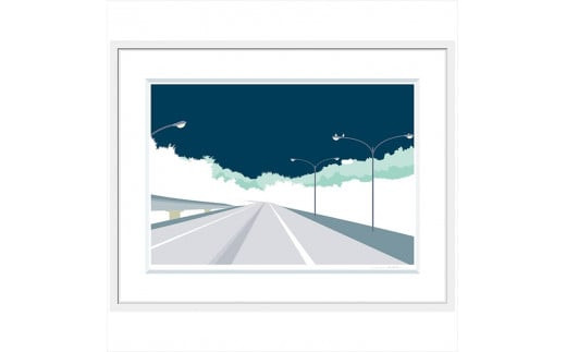 【過ぎ去った温度】直筆サイン入り　額付きジークレープリント　小田原にある景色　心象風景　片田舎の風景　子供の頃に見た風景　海　空　山