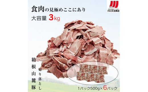 箱根山麓豚　モモ・ウデ切り落とし３K盛り(500ｇ×６パック)【 箱根山麓豚 切り落とし 神奈川県 小田原市 】