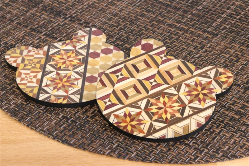 【箱根寄木細工　くまの形がかわいい貼りコースター２枚セット】いつもの暮らしにおしゃれなアイテムを【 コースター 神奈川県 小田原市 】