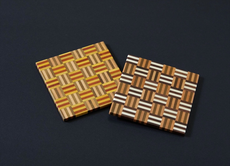 【箱根寄木細工　無垢四角コースター2枚セット　5積層】【 コースター 神奈川県 小田原市 】