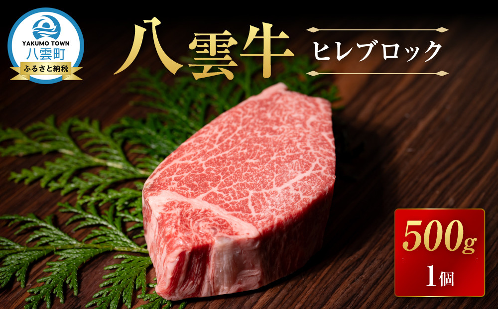北海道情報雑誌で紹介！八雲牛　ヒレブロック500ｇ×１個【 ステーキ 肉 お肉 にく 牛 牛肉 食品 グルメ お取り寄せ お取り寄せグルメ 人気 おすすめ  八雲町 北海道   】