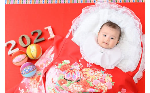 お宮参り撮影（お祝い着衣装付き・フォーマル写真３カット付き）【お宮参り フォーマル フォト 誕生記念 赤ちゃん プレゼント 撮影 記念写真 伝統行事 スタジオ撮影 神奈川県 小田原市 】