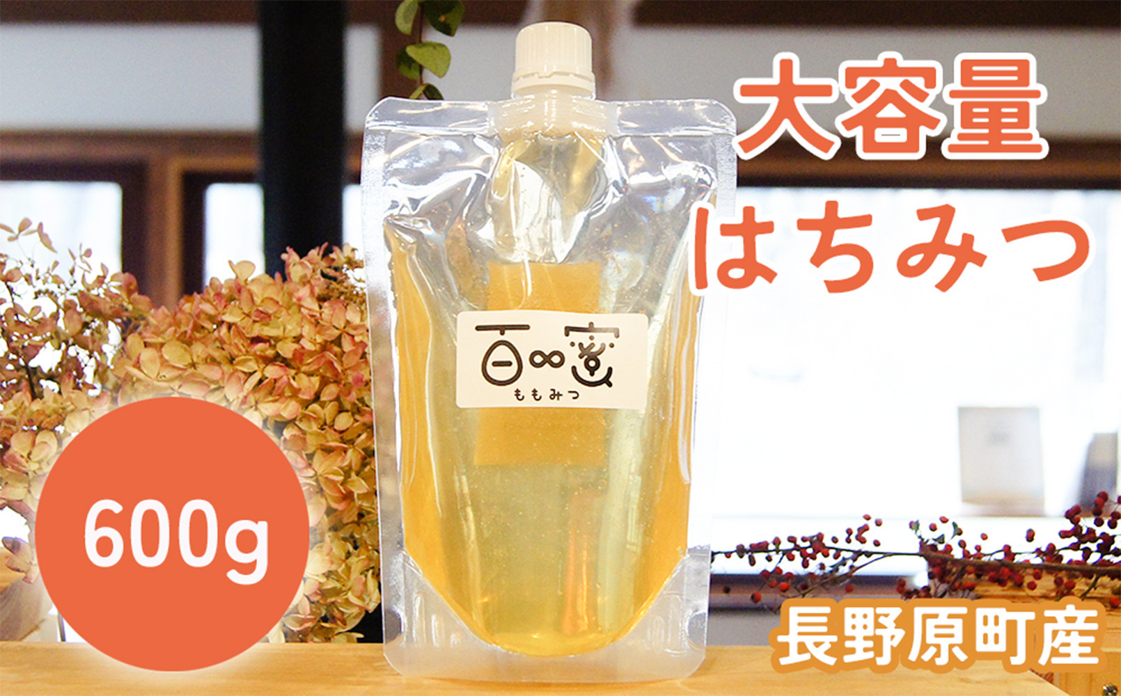 長野原町産 生はちみつ 大容量600gパウチ