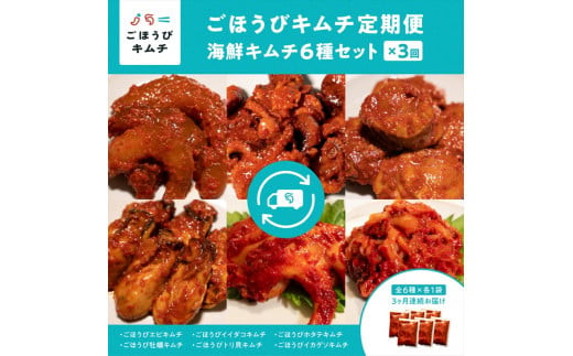 【定期便3回】ごほうびキムチ定期便（生赤エビ・イイダコ・牡蠣・ホタテ・イカゲソ・トリ貝）【 キムチ 神奈川県 小田原市 】
