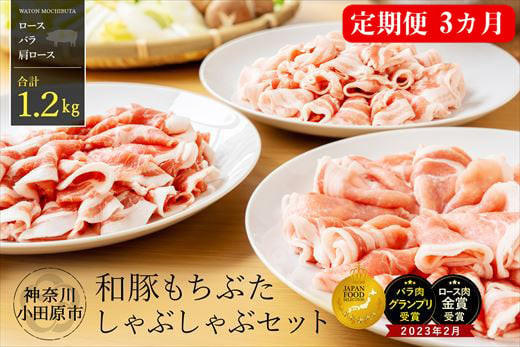 【定期便3ヵ月】 和豚 もちぶた しゃぶしゃぶ セット 合計 1.2kg ロース バラ 肩ロース ふるさと納税 【小分け ポーク 豚バラ 豚ロース 豚しゃぶ しゃぶしゃぶ肉 豚肉 贈答品 贈答用 ギフト お取り寄せ 御中元 お中元 お歳暮 贈り物 神奈川県 小田原市 】