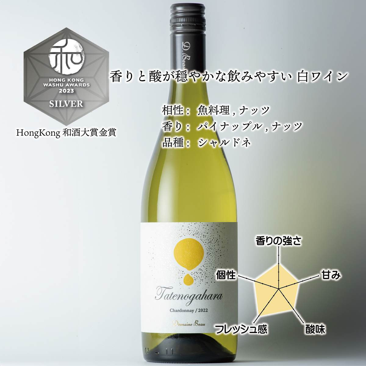 立野原 シャルドネ 2022 ワイナリー風景ポチ袋5枚セット付き