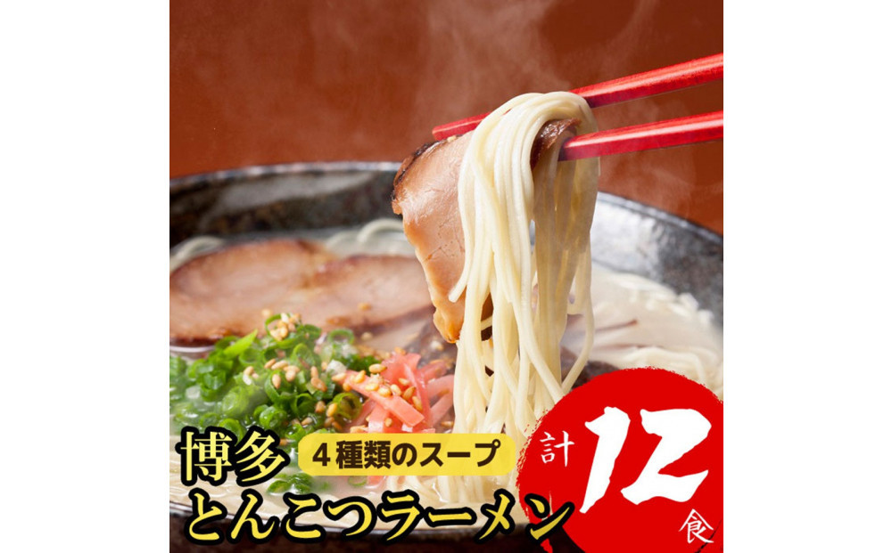 博多とんこつラーメン&nbsp;12食分！&nbsp;4種類の博多豚骨スープ付き