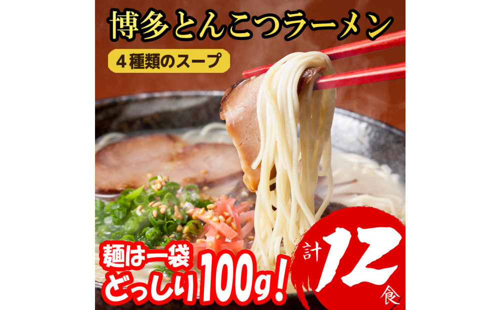 博多とんこつラーメン&nbsp;12食分！&nbsp;4種類の博多豚骨スープ付き