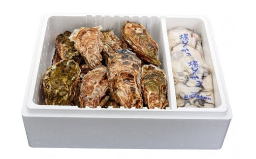 「堀口のかき」&nbsp;生かきむき身と殻付きセット（むき身500g・殻付き8個）