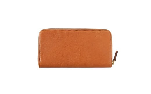 ＼年内発送／「千菱」 ラウンド  長財布  栃木レザーWコガシ/淡茶 L001