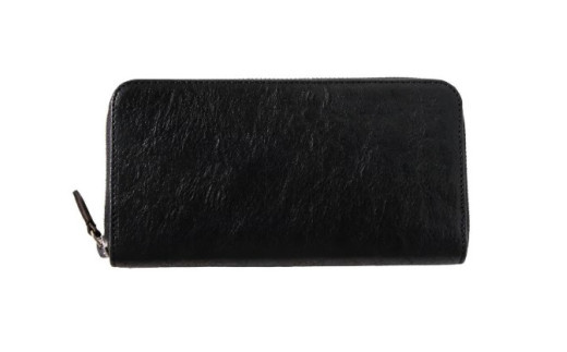 ＼年内発送／「千菱」 ラウンド  長財布 栃木レザーWコガシ /黒 L001