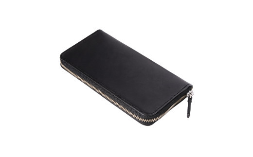 ＼年内発送／「千菱」 ラウンド  長財布 栃木アースレザー / 黒 L001