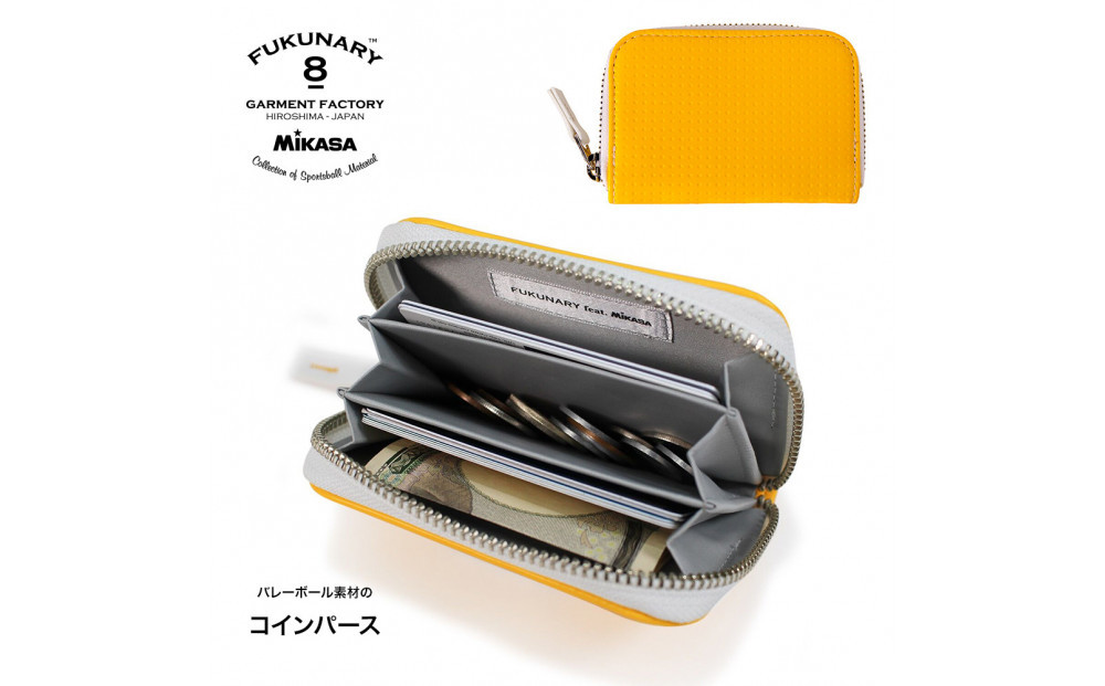 FUKUNARY&nbsp;コインパース&nbsp;小銭入れ&nbsp;お札&nbsp;カード入れ&nbsp;カードケース&nbsp;ミカサ&nbsp;バレーボール&nbsp;イエロー&nbsp;M102
