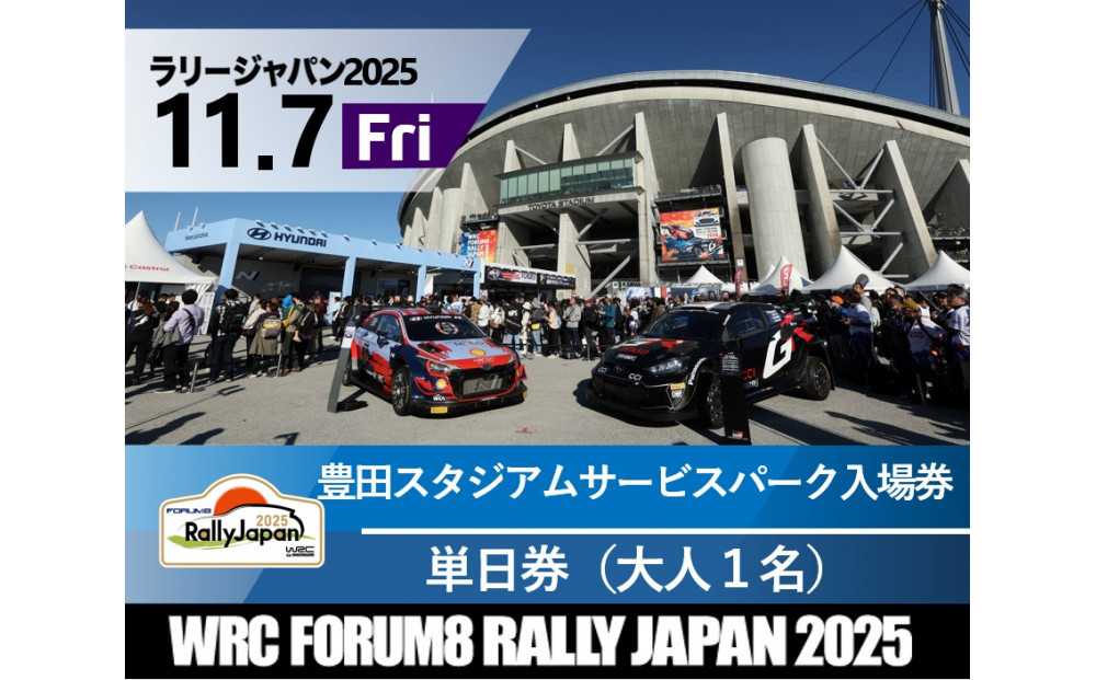 ラリージャパン【豊田スタジアム サービスパーク入場券／大人１名】11月7日（金）