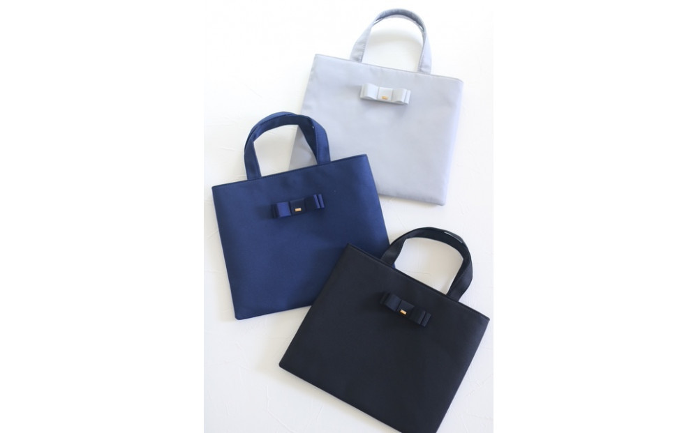 リボントートバッグ　【Ｌサイズ・グレー】