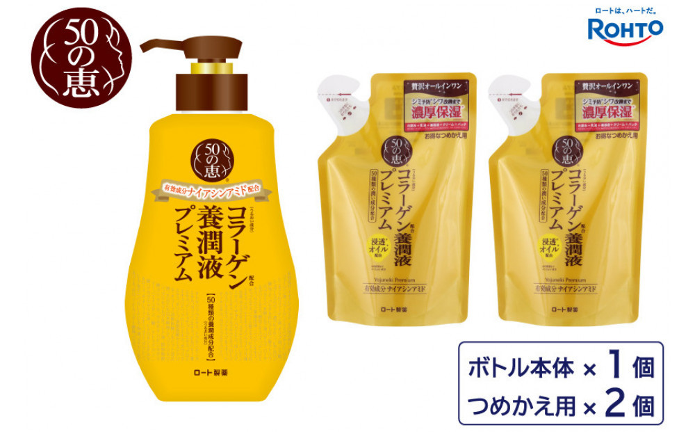 ロート製薬【50の恵&nbsp;養潤液プレミアム】本体＋つめかえ３点セット