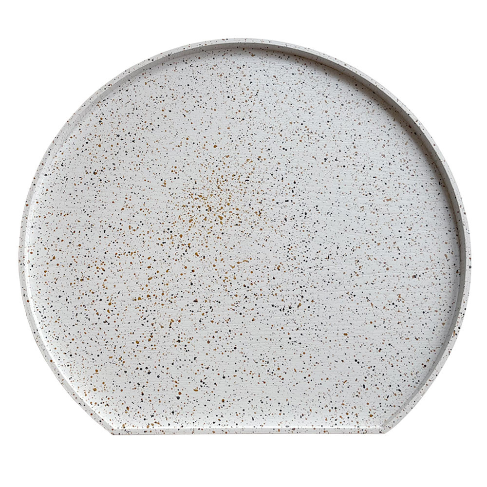 紀州漆器 木製 半月盆 美空 白 お盆 トレー 約36cm