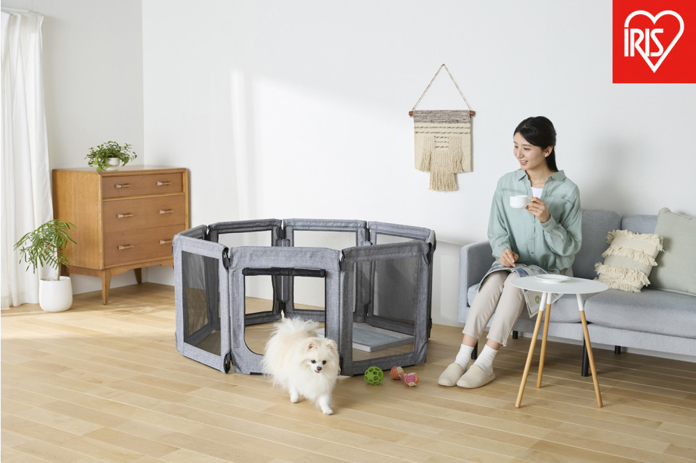 ペット&nbsp;洗える折りたたみペットサークル&nbsp;AOPS-8P&nbsp;グレー