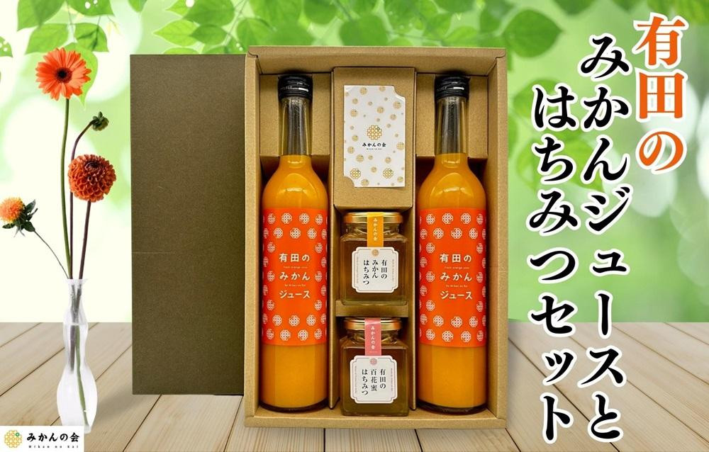 【お中元】みかんジュース (500ml×2本) と はちみつ ( みかん蜂蜜・百花蜂蜜 各210g) セット 和歌山県産 産地直送 みかんの会 【7月上旬～8月上旬に順次発送】