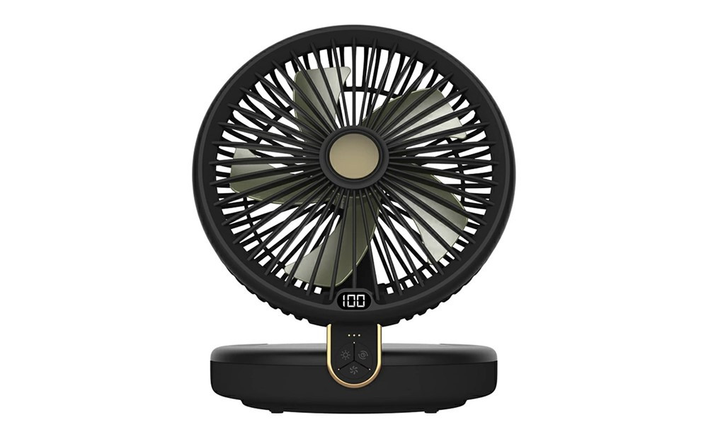 【ブラック】扇風機 多機能 デスクランプ ファン 卓上 壁掛け 2WAY仕様 5枚羽根 6段階風量調節 自然風 小型 シールフック付き ストラップ付き 折りたたみ式 LEDライト 3段階明るさ調節 静音 USB充電式 残電量表示 暑気払い 低騒音 90日間保証付き 日本語取扱説明書