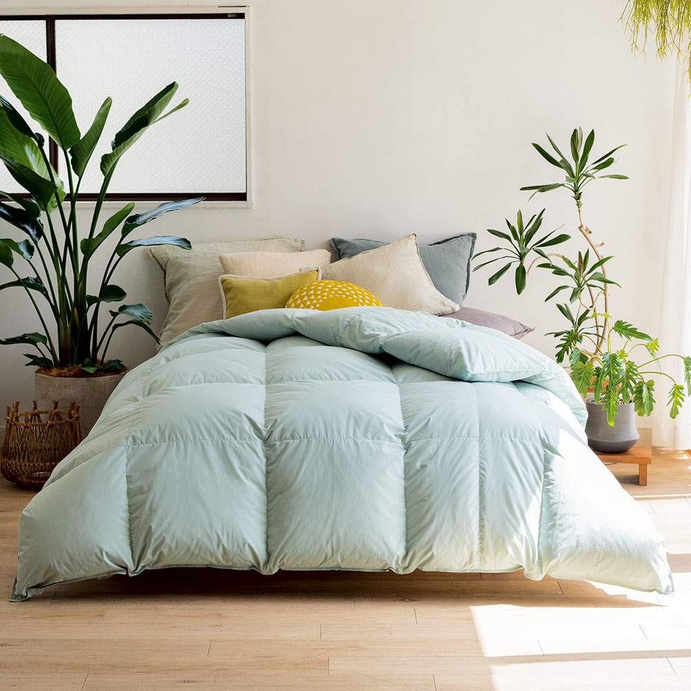 ≪シングルロング≫リサイクル羽毛掛け布団〈reumo〉　レギュラータイプ【サンドグリーン】_1143210631_01