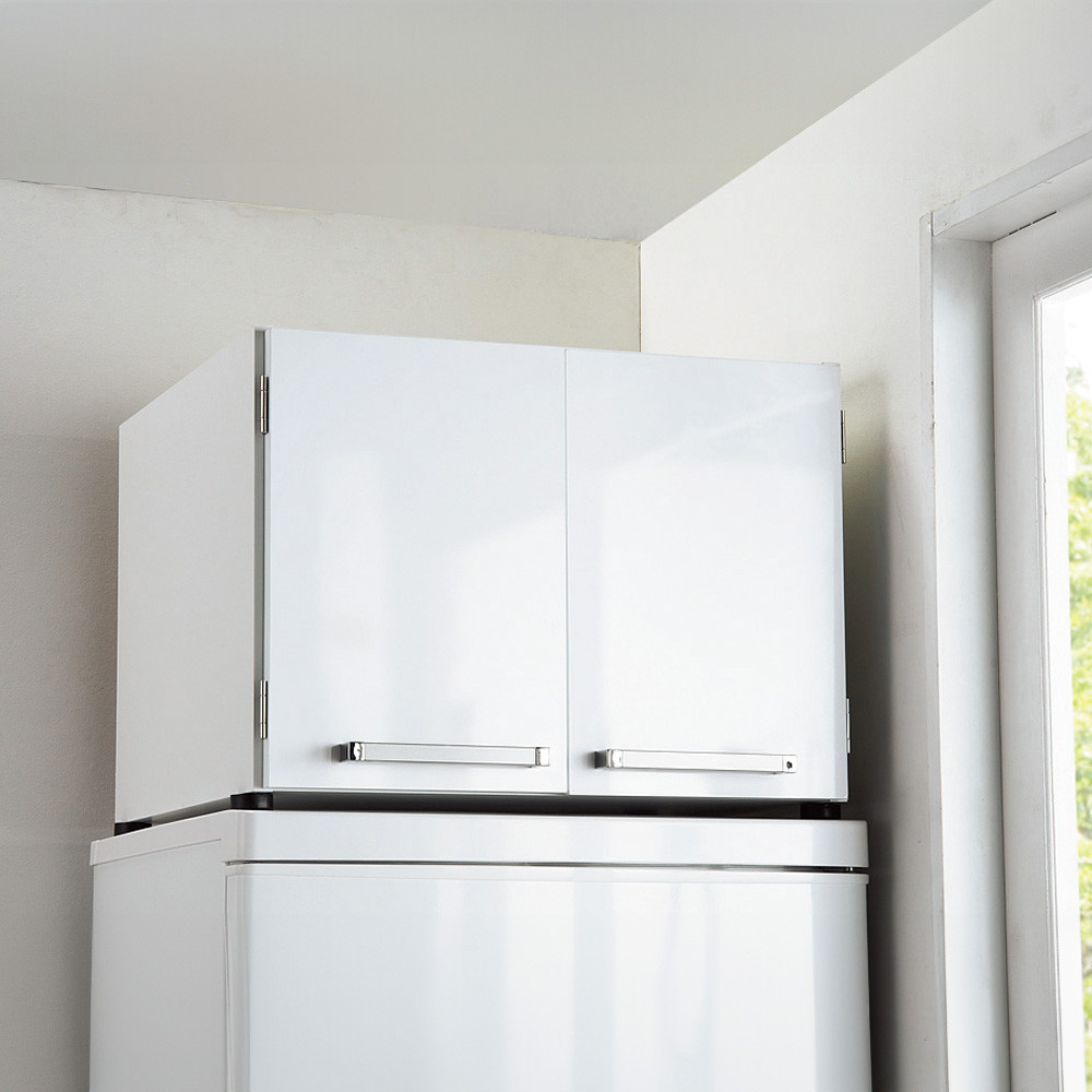 光沢仕上げ・冷蔵庫上ストッカー&nbsp;幅57cm（脚部59cm）【ホワイト】_1300400842_01