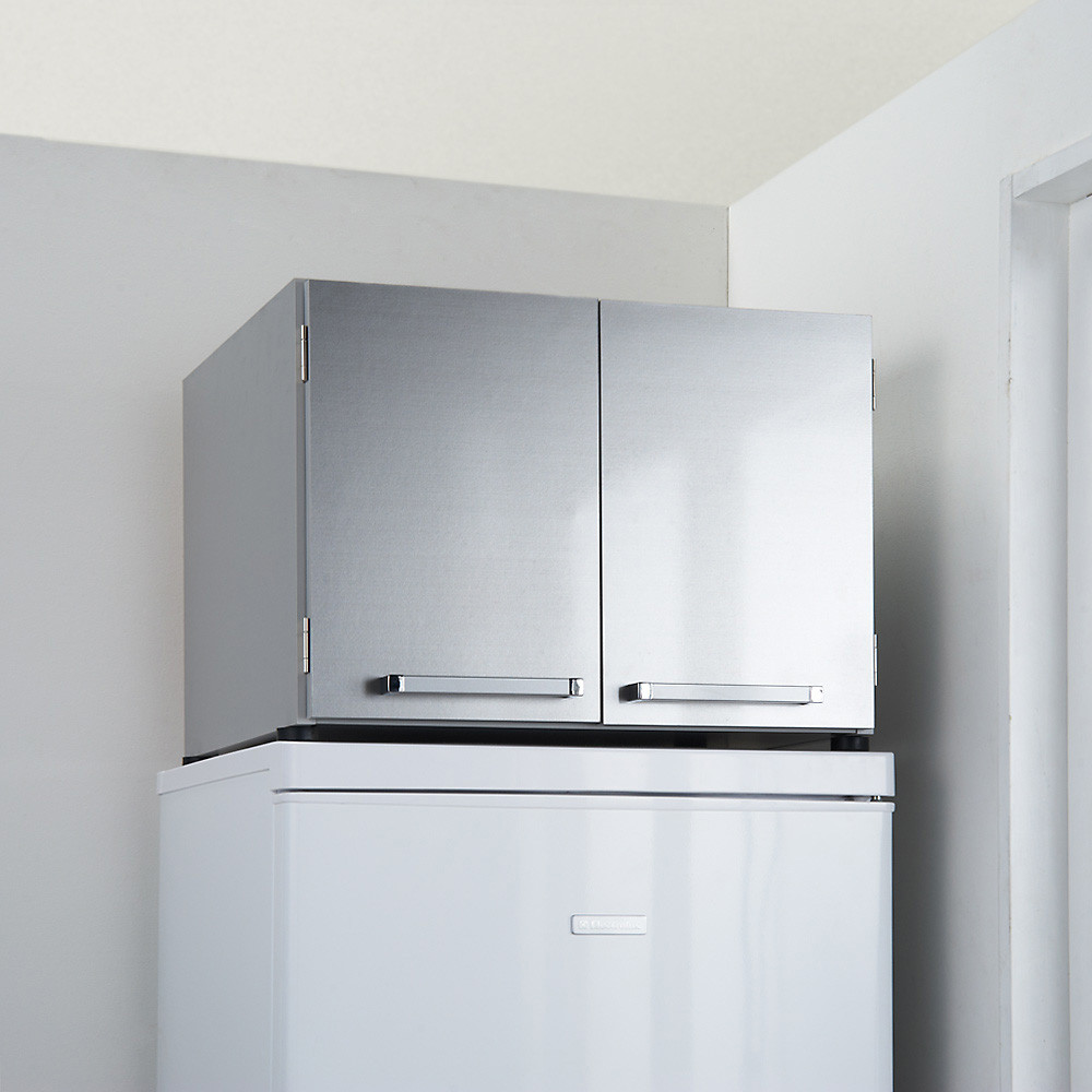 光沢仕上げ・冷蔵庫上ストッカー&nbsp;幅57cm（脚部59cm）【シルバー】_1300400842_03