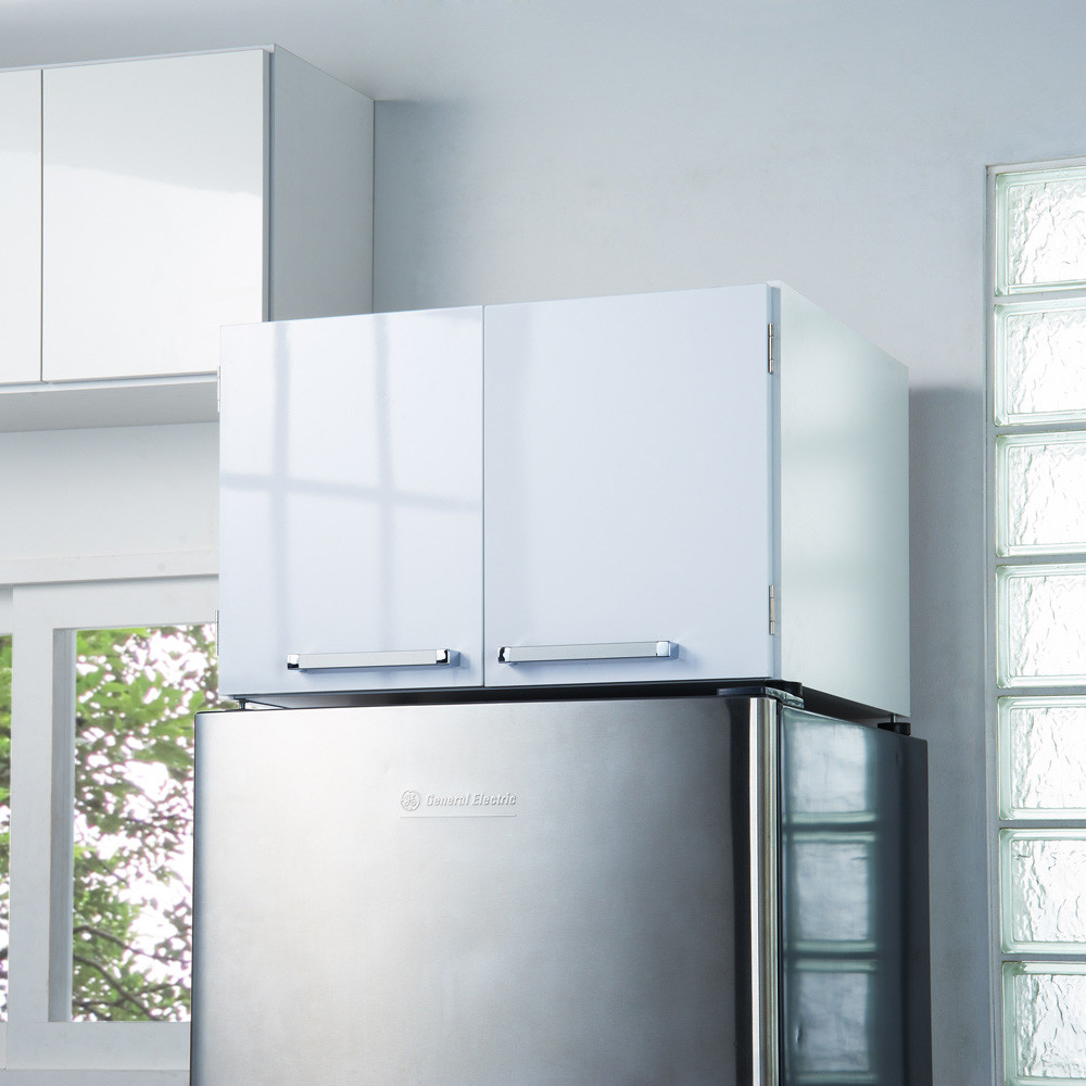 光沢仕上げ・冷蔵庫上ストッカー&nbsp;幅63cm（脚部65cm）【ホワイト】_1300400843_01