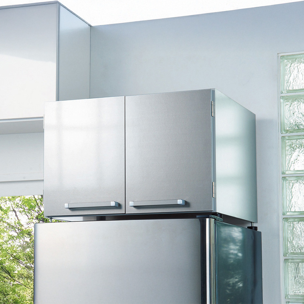 光沢仕上げ・冷蔵庫上ストッカー&nbsp;幅63cm（脚部65cm）【シルバー】_1300400843_03