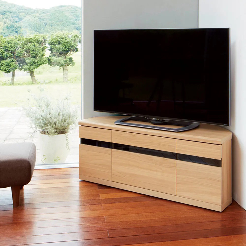 キャスター付きコーナーテレビ台 幅110高さ44cm ロータイプ 49型対応【ウォルナット】_1902905263_02