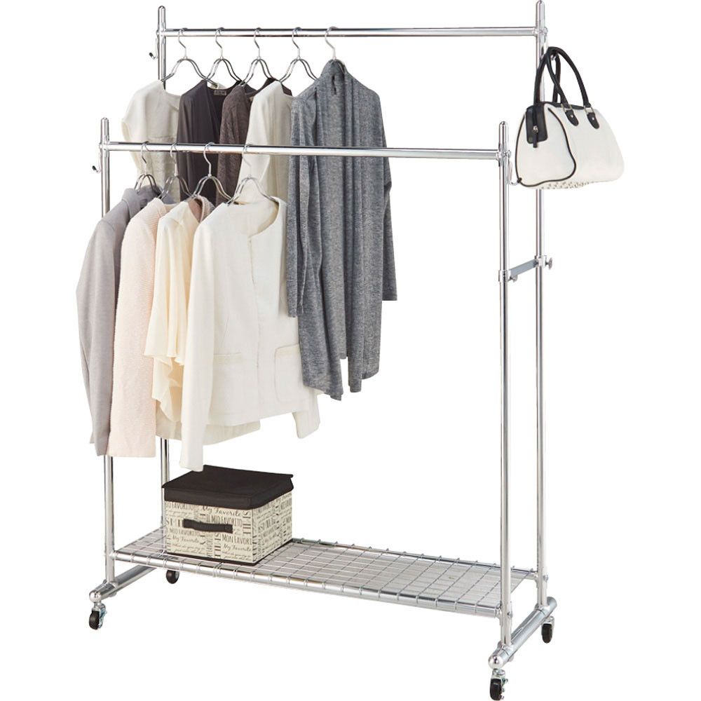 【シリーズ累計100000台突破！】プロ仕様 頑丈ハンガーラック ダブルタイプ・幅120cm_1904000018_00