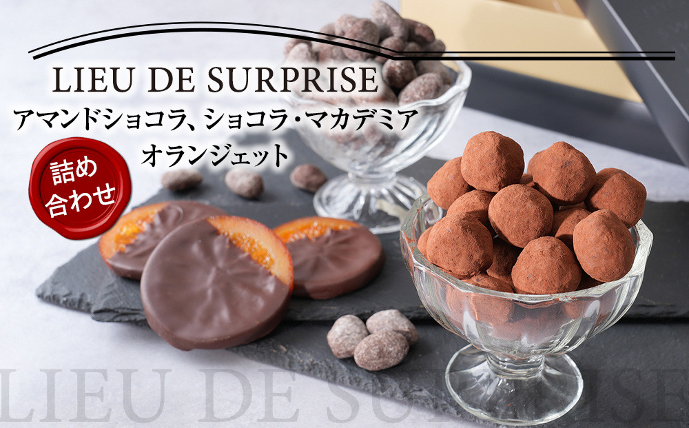 ［Pâtisserie&nbsp;LIEU&nbsp;DE&nbsp;SURPRISE］アマンドショコラ、ショコラ・マカデミア、オランジェット詰め合わせ