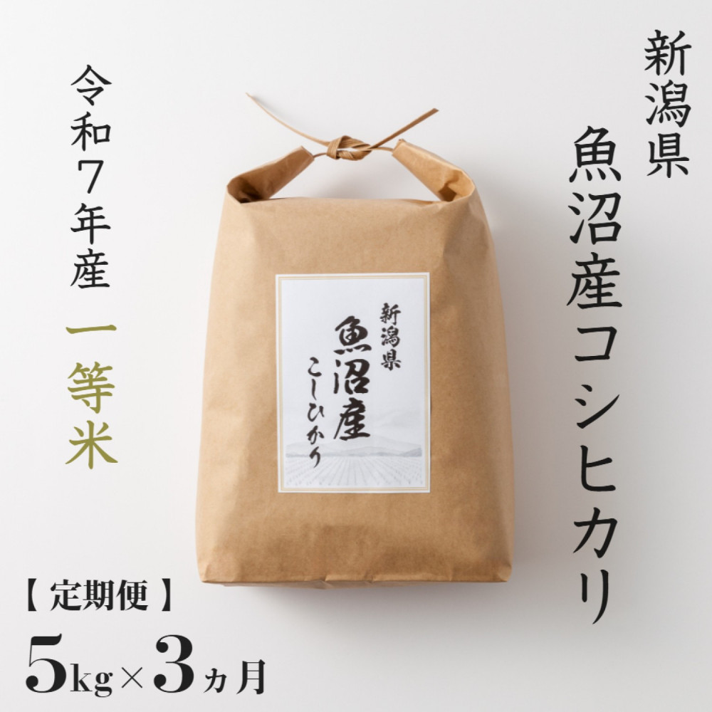 《&nbsp;令和7年産&nbsp;&nbsp;》&nbsp;定期便&nbsp;5kg&nbsp;×&nbsp;3ヶ月&nbsp;魚沼産コシヒカリ&nbsp;一等米&nbsp;(&nbsp;慣行栽培&nbsp;)