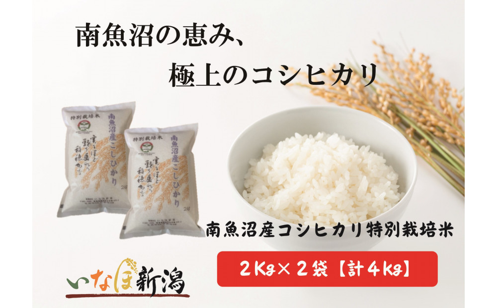 【令和7年産米】南魚沼産コシヒカリ特別栽培米&nbsp;白米&nbsp;2kg×2袋&nbsp;計4kg