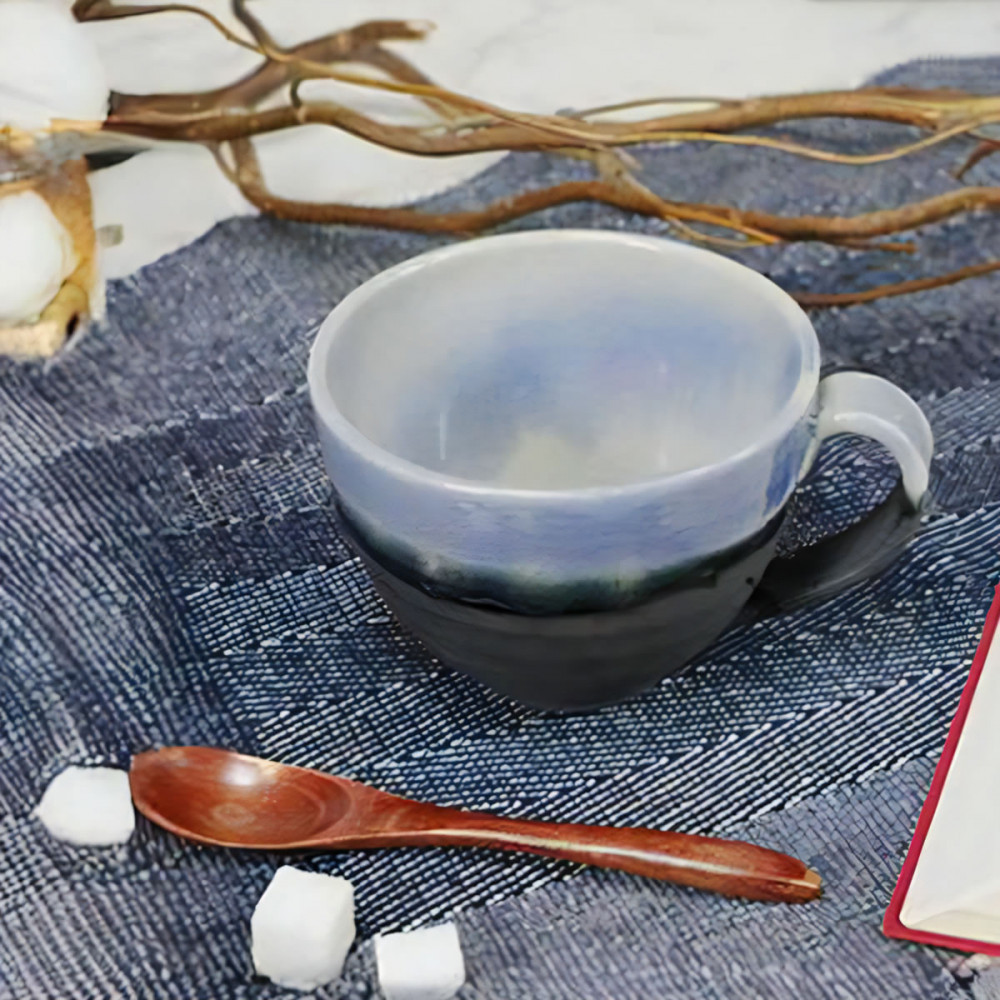 信楽焼&nbsp;陶器製&nbsp;丸型スープカップ&nbsp;(ブルーベリー)