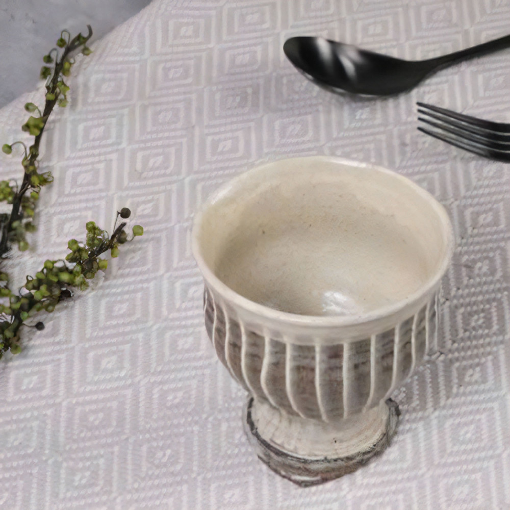 信楽焼 山逢いシリーズ ゴブレット / 立ち湯呑み（白一珍）