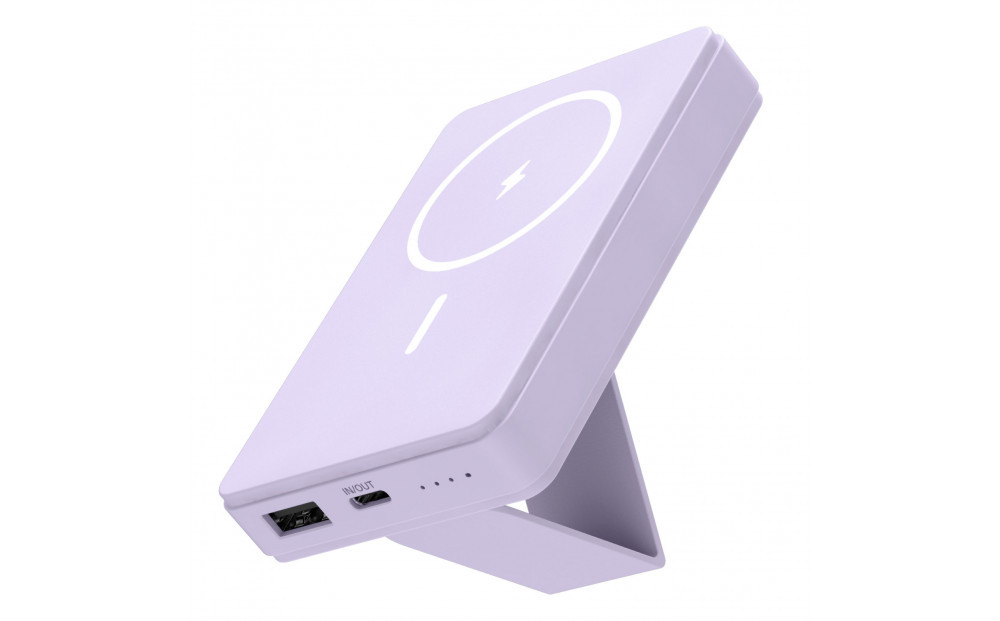 【多摩電子工業株式会社】モバイルバッテリー 5000mAh MagSafe対応 ワイヤレス充電器【ラベンダー】