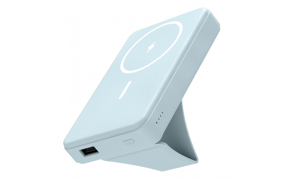 【多摩電子工業株式会社】急速充電対応モバイルバッテリー&nbsp;10000mAh&nbsp;MagSafe対応&nbsp;ワイヤレス充電器【ベビーブルー】