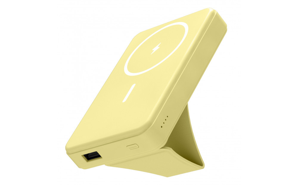 【多摩電子工業株式会社】急速充電対応モバイルバッテリー 10000mAh MagSafe対応 ワイヤレス充電器【レモンイエロー】